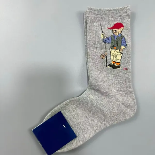 Polo Ralph Lauren Fishing Bear Socks Gray - 1