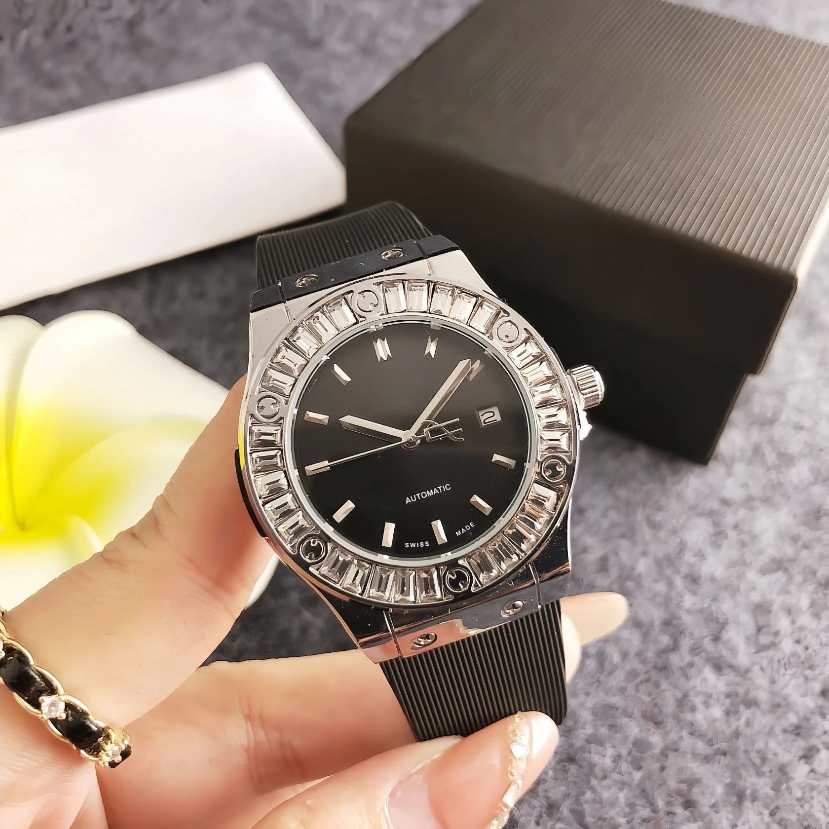 Hublot Classic Fusion Automatic Silver Dial with Baguette-Cut Crystal Bezel Watch Watches - 5