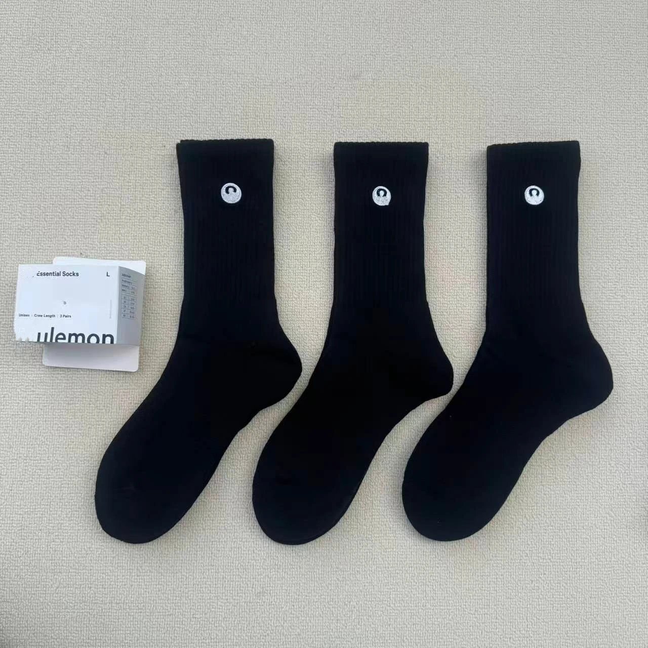 Lululemon Essential Socks Black Crew Length Socks - 4