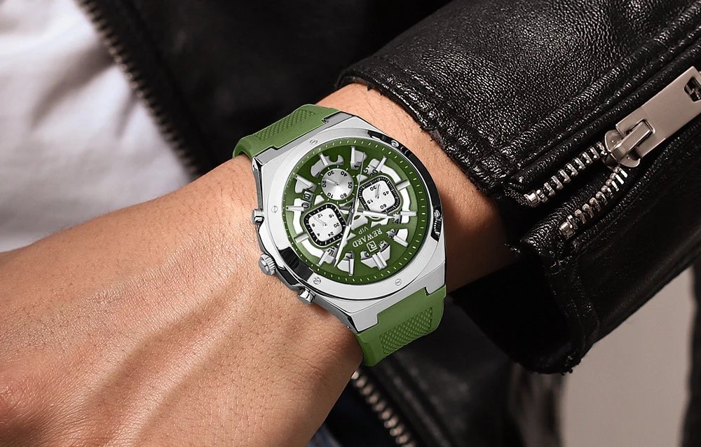 Design Reward VIP Chronograph Black Silicone Strap Watch Watches - 18