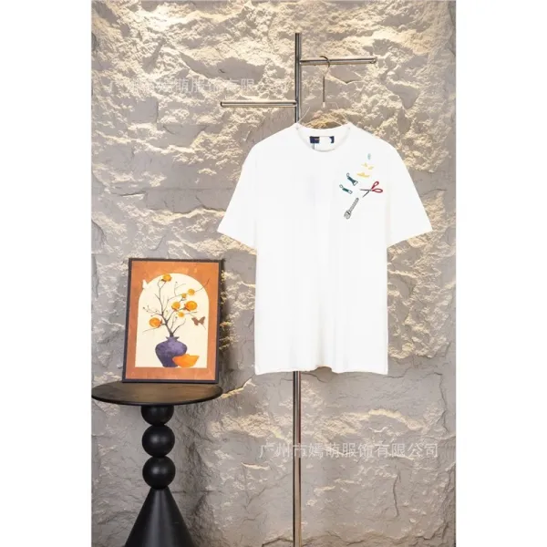 Design Embroidered Tools Graphic White T-Shirt - 1