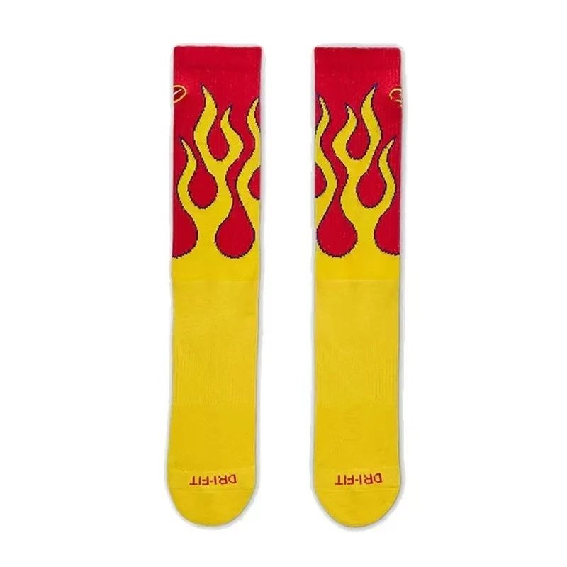 Design Flame Print Crew Socks Blue - 5