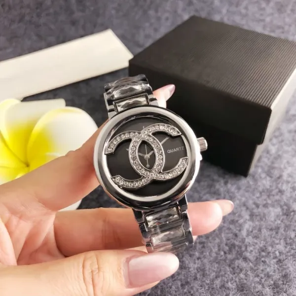 Chanel CC Logo Crystal-Embellished Silver Quartz Watch Watches - 9