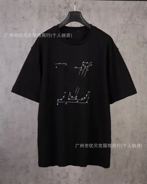 Design Abstract Diagram Print Black Oversized T-Shirt - 1