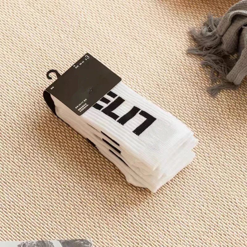 ELITEWORK Bold Logo Crew Socks White