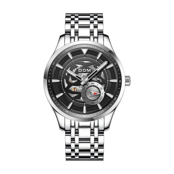 Design DOM Mechanical Skeleton Watch Silver Black Watches - 1