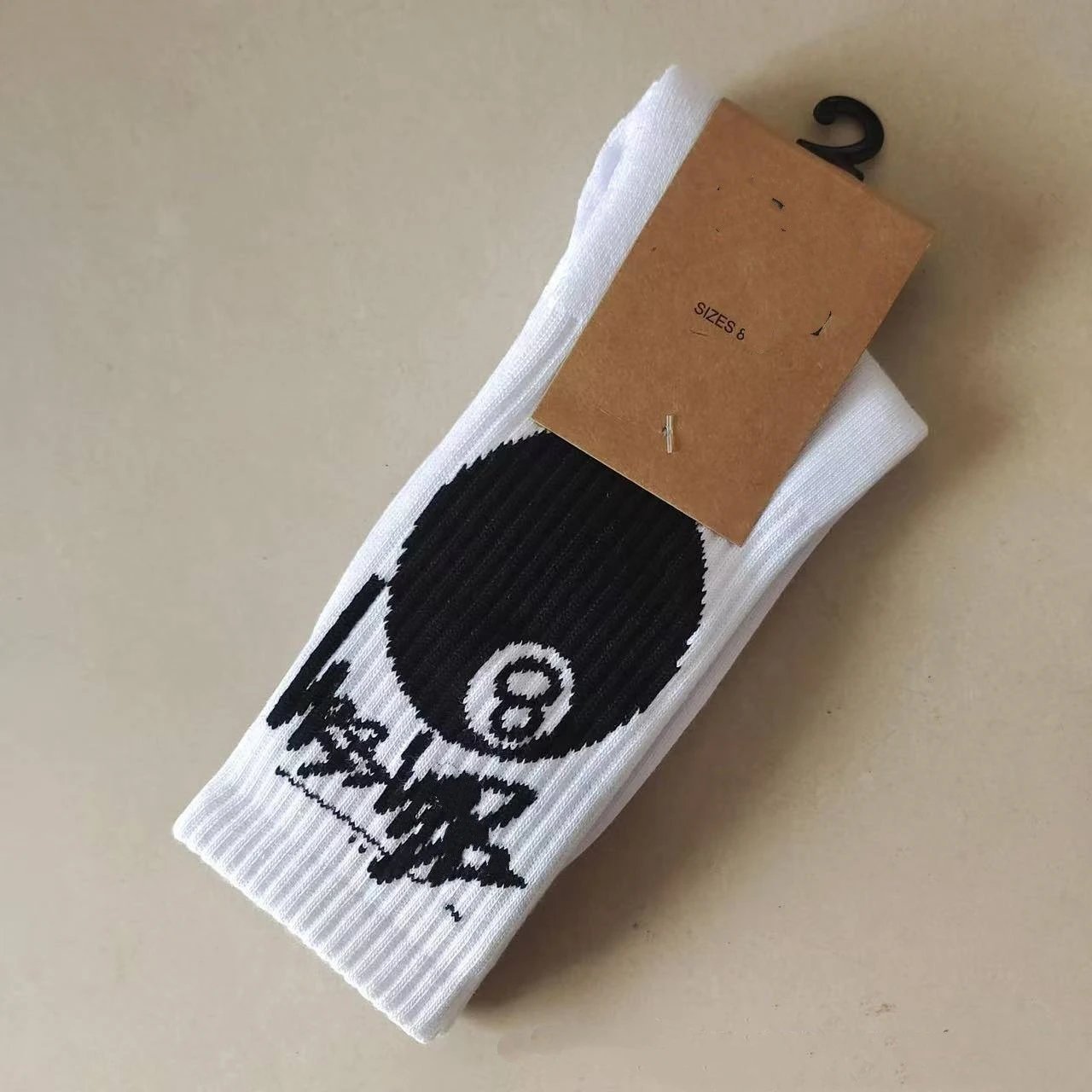 Design 8-Ball Graphic Socks White - 1