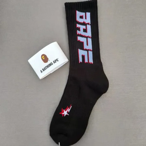 A Bathing Ape Pixel BAPE Socks Black - 1