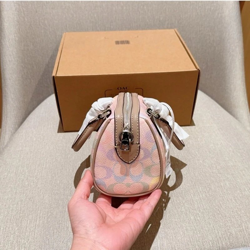 Coach Box Bag Mini Beige Signature Canvas Handbag - 5
