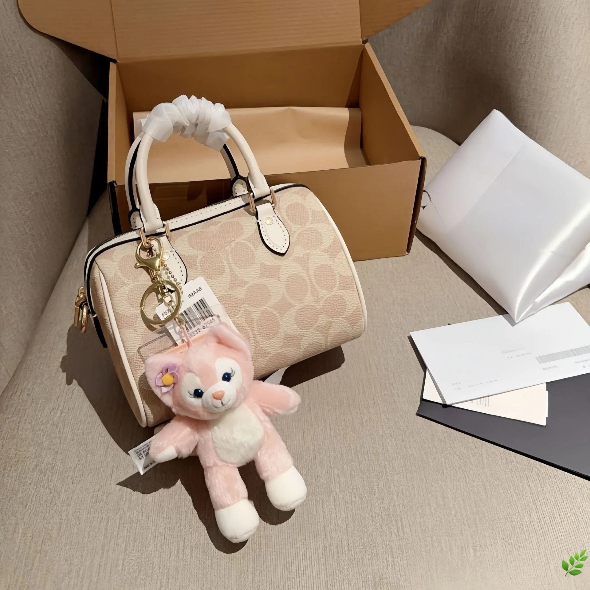 Coach Box Bag Mini Beige Signature Canvas Handbag - 13
