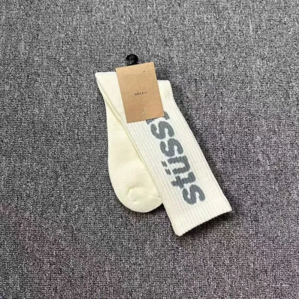 Stussy Logo Crew Socks Beige Socks - 1