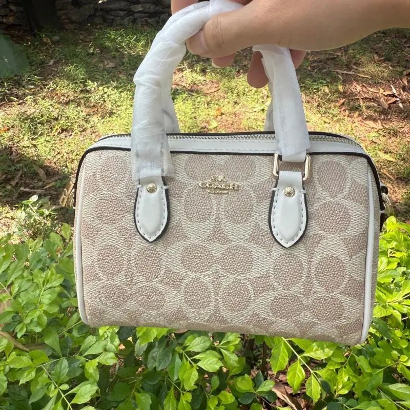Coach Box Bag Mini Beige Signature Canvas Handbag - 38