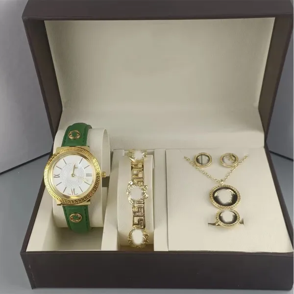 Versace Medusa Icon Set Green Gold Jewelry and Watch - 3