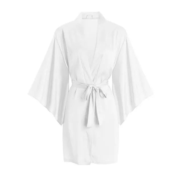 Design Kimono-Style Robe White Sleepwear - 1