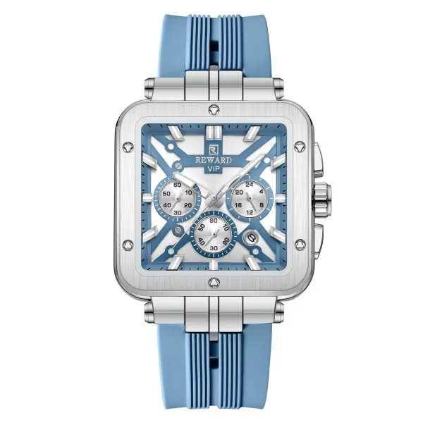 Design Reward VIP Chronograph Blue Silicone Strap Watch Watches - 1