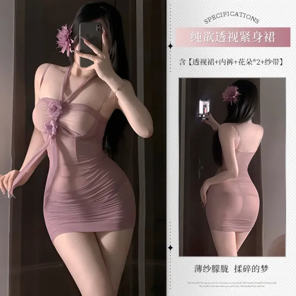 Design Pure Desire Sheer Bodycon Dress Pink - 1