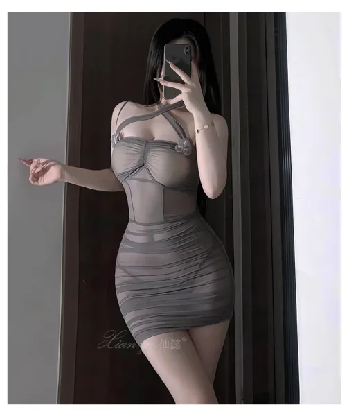 Design Pure Desire Sheer Bodycon Dress Gray - 12