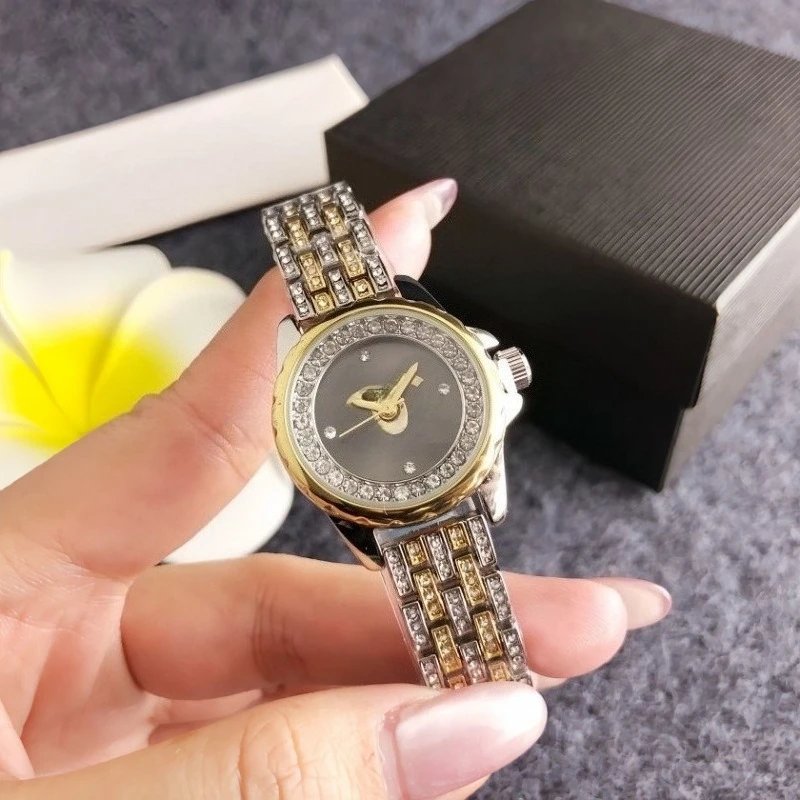 Design Luxury Crystal-Embellished Two-Tone Watch Gold Silver Watches - 9