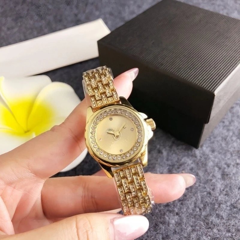 Design Luxury Crystal-Embellished Two-Tone Watch Gold Silver Watches - 10