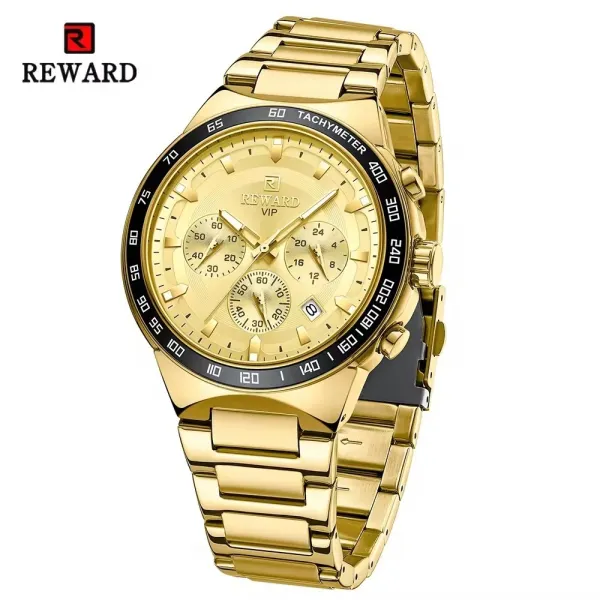 Design Reward VIP Chronograph Gold Tone Stainless Steel Watch Watches - 1