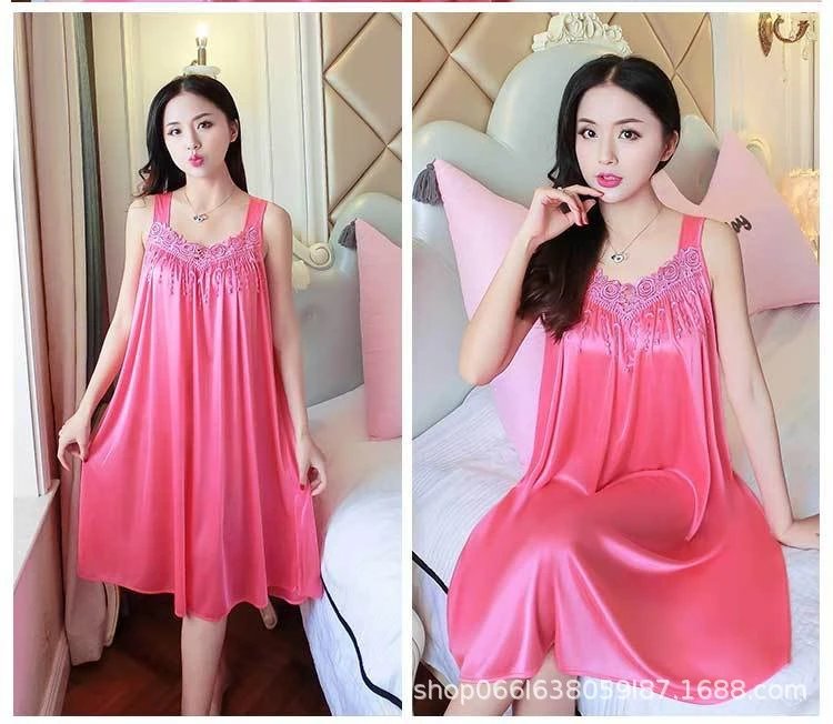 Design Lace-Trimmed Light Blue Sleepwear Dress - 18