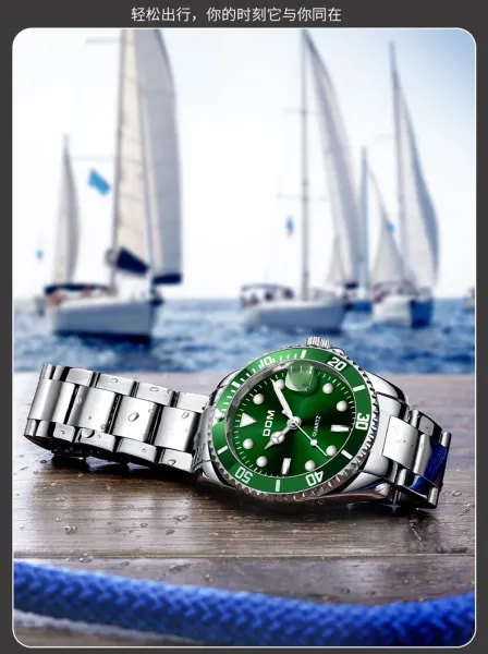 Design DOM Diver-Style Quartz Watch Black Silver Watches - 8