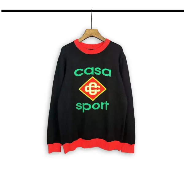 Casablanca Embroidered V-Neck Cardigan Black with Mint Trim - 20