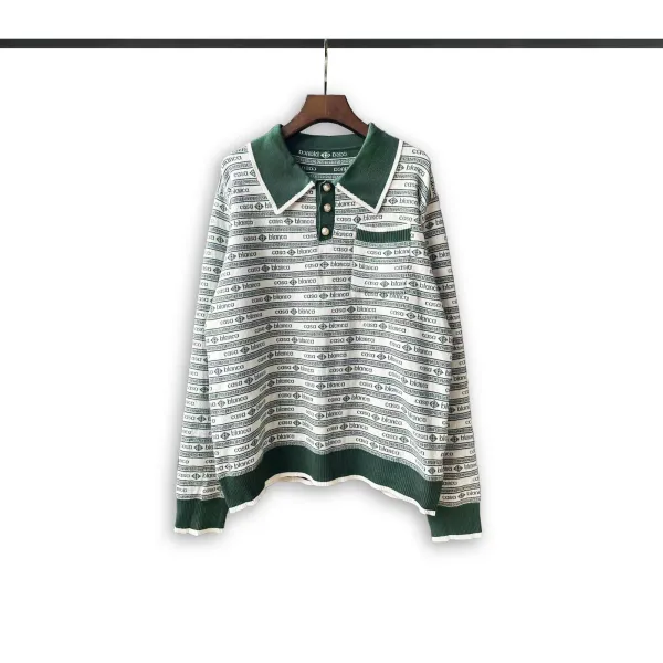 Casablanca Embroidered V-Neck Cardigan Black with Mint Trim - 22