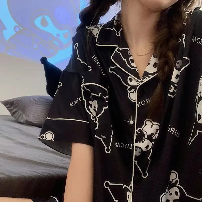 Sanrio Kuromi Pajama Shirt Black Sleepwear