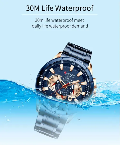Design Curren Chronograph Black Dial Silver Stainless Steel Watch Watches - 10