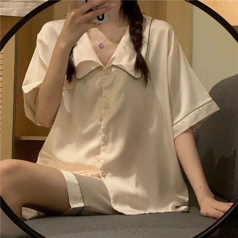 杏色娃娃领（短袖短裤）