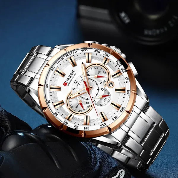 Design Curren Chronograph Black Dial Silver Stainless Steel Watch Watches - 19