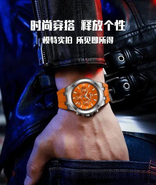 Design Reward VIP Chronograph Blue Silicone Strap Watch Watches - 4