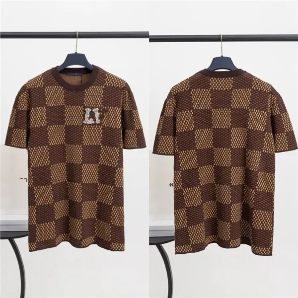 Louis Vuitton Checkerboard Knit T-Shirt Brown - 1