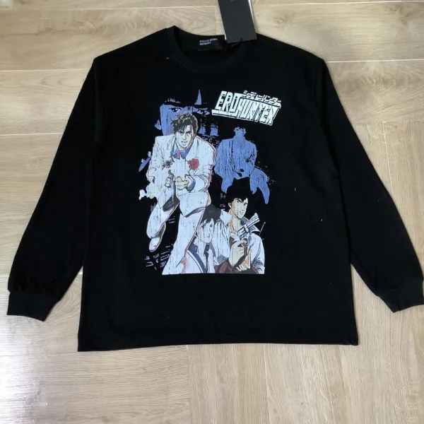 Design Long Sleeve Graphic Tee Black T-Shirts - 15