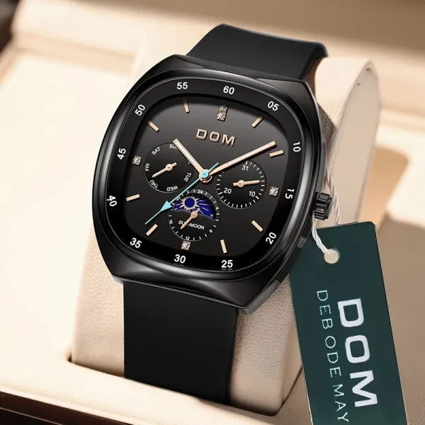 Design DOM Debo Demay Black Chronograph Moonphase Watch Watches - 1