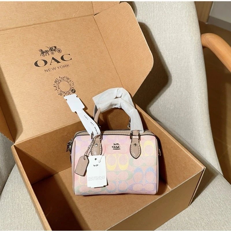 Coach Box Bag Mini Beige Signature Canvas Handbag - 2