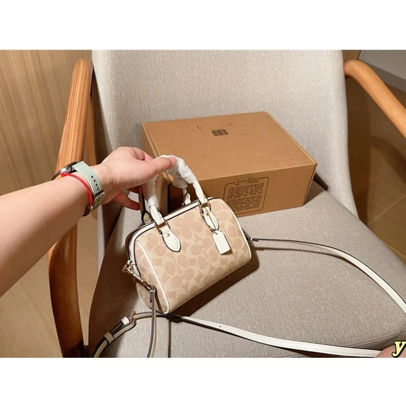 Coach Box Bag Mini Beige Signature Canvas Handbag - 10