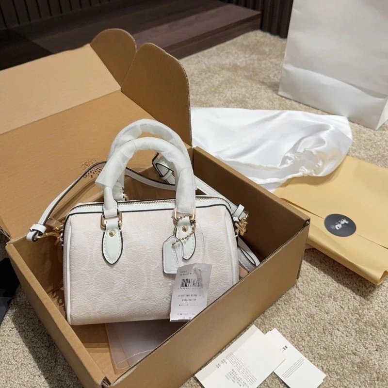Coach Box Bag Mini Beige Signature Canvas Handbag - 19