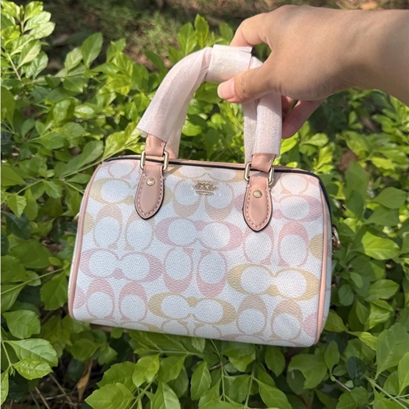 Coach Box Bag Mini Beige Signature Canvas Handbag - 28