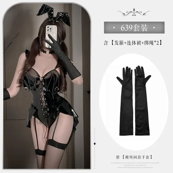Design 639 Bunny Costume Set Black Underwear - 1