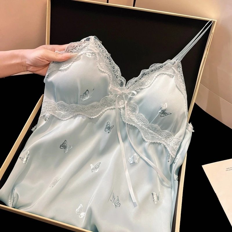 Design Butterfly Lace Chemise in Mint Green Sleepwear - 8