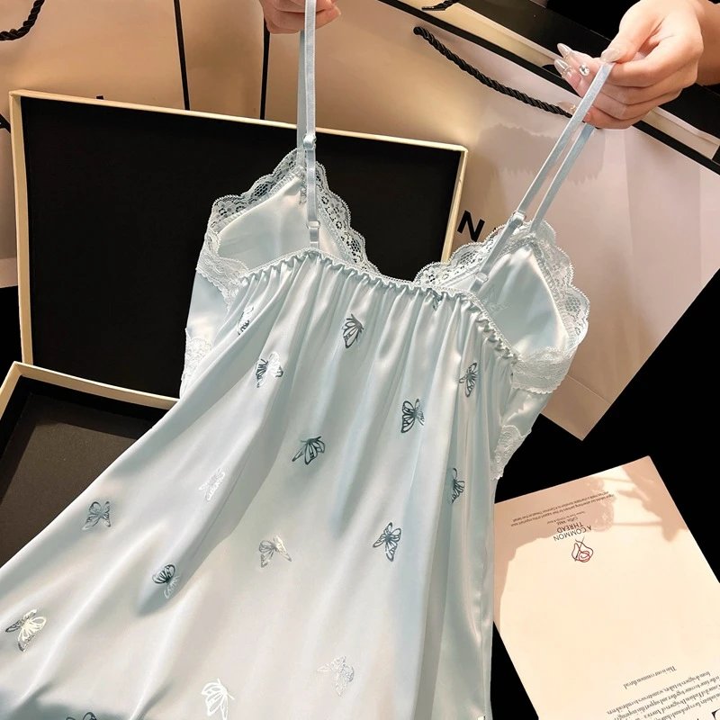 Design Butterfly Lace Chemise in Mint Green Sleepwear - 14