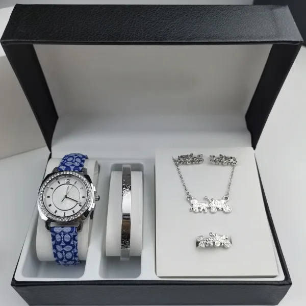 Coach Horse and Carriage Watch Set Blue White Silver Accessories - 1