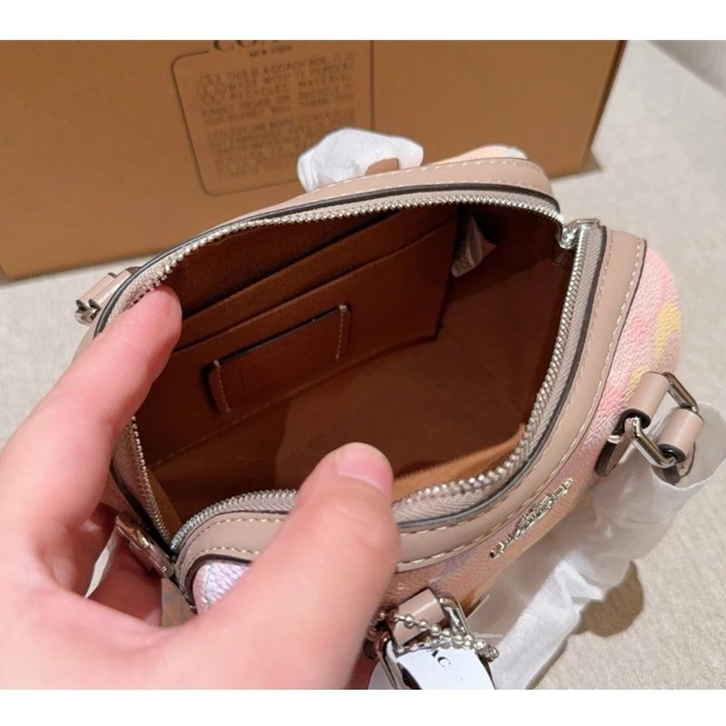 Coach Box Bag Mini Beige Signature Canvas Handbag - 7