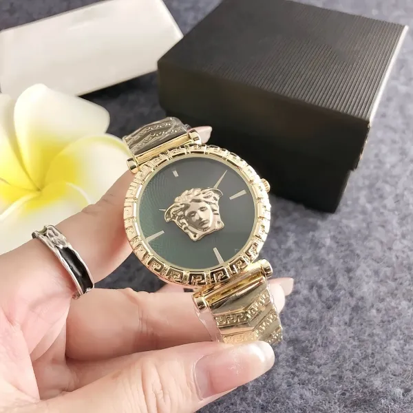 Versace Medusa Green Dial Gold-Tone Watch Watches - 3