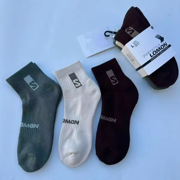 Design Lomon Portstyle Everyday Crew Socks 3-Pack in Olive, Beige, and Brown Socks - 1