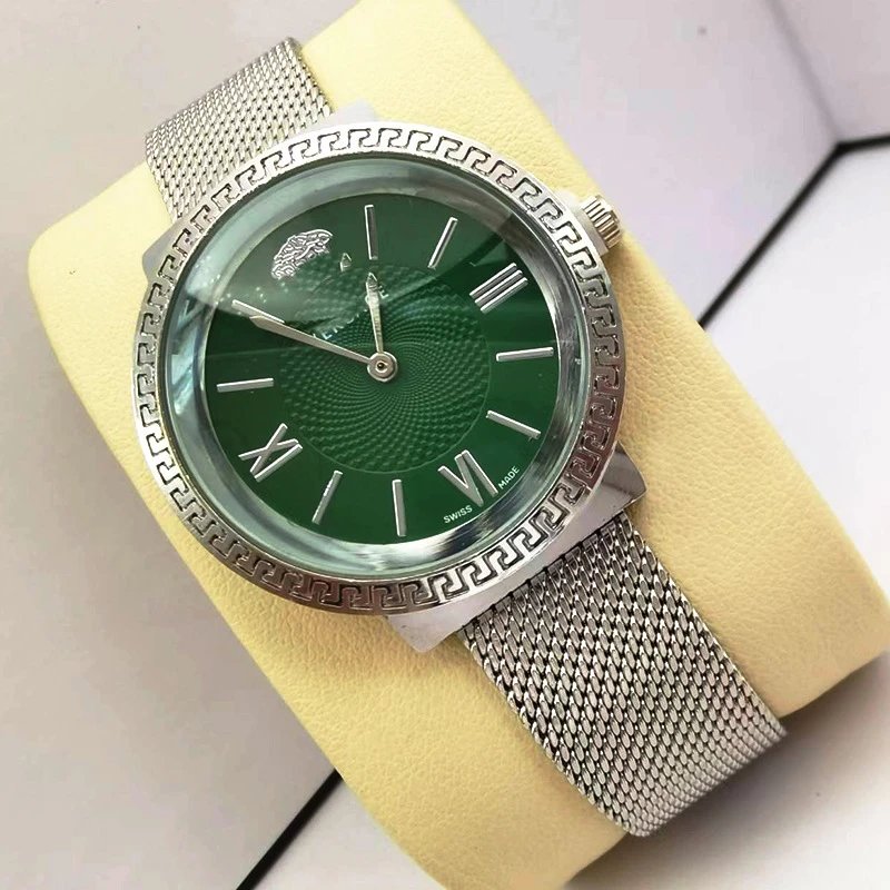 Versace Palazzo Empire Green Dial Stainless Steel Mesh Watch Watches - 4