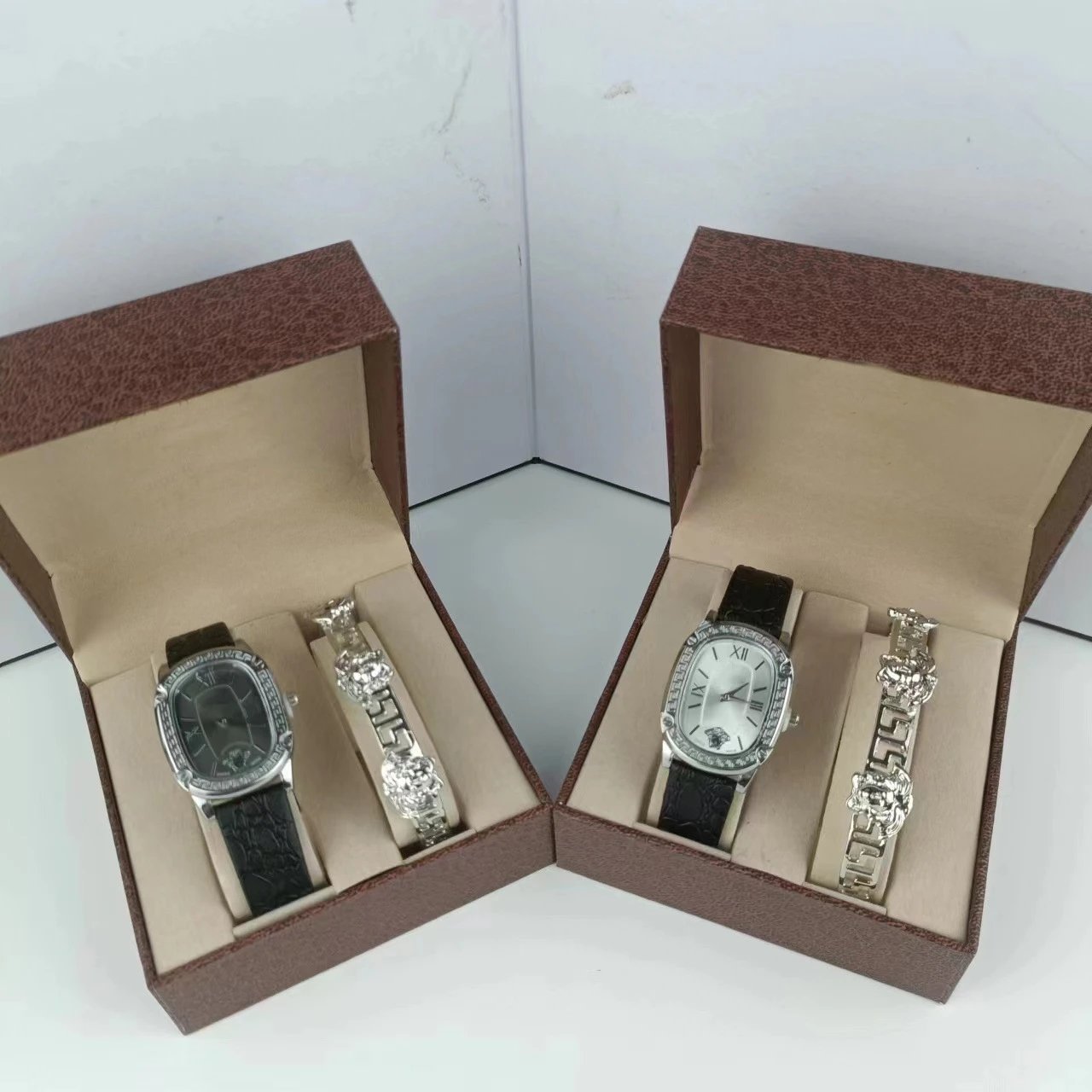 Versace Palazzo Empire Silver Watch with Black Alligator Strap and Medusa Bracelet Watches - 2