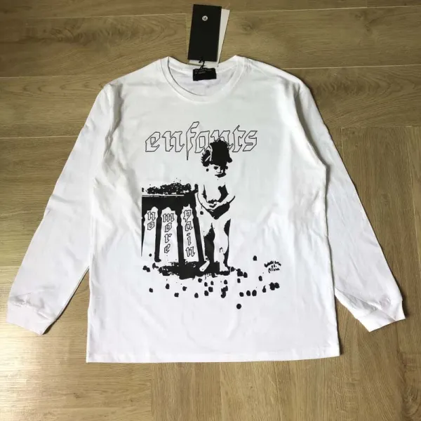 Design Long Sleeve Graphic Tee Black T-Shirts - 3